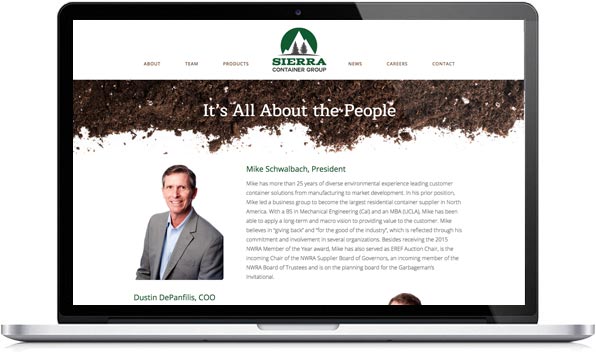 Recycling team page web design