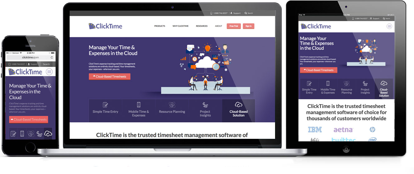 Clicktime responsive web design