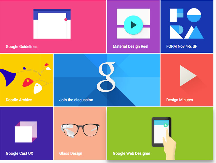 Web design using material design